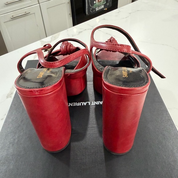 Saint Laurent Bold Red Platform Heels - Picture 3 of 6